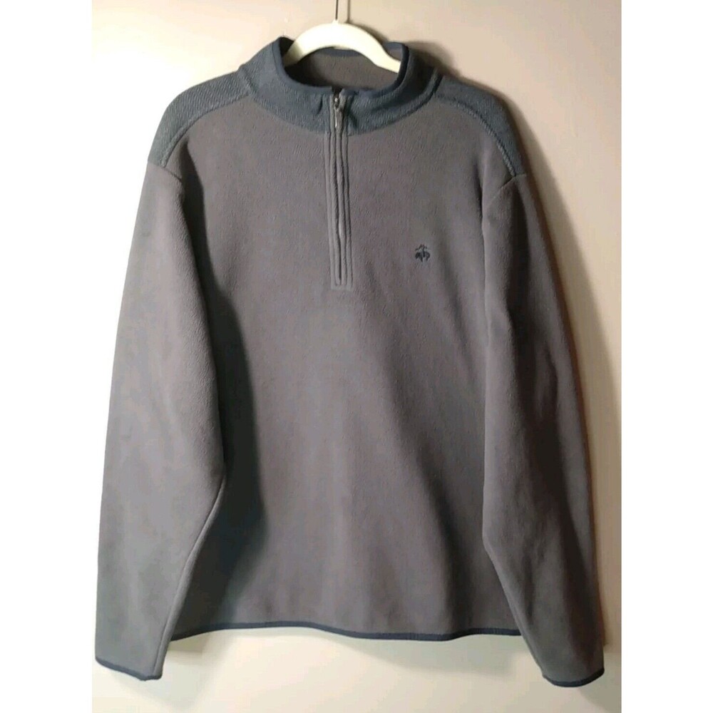 Brooks Brothers Men Grey‎ Blue 1/2 Zip Pullover Fleece Sweater Size Xl